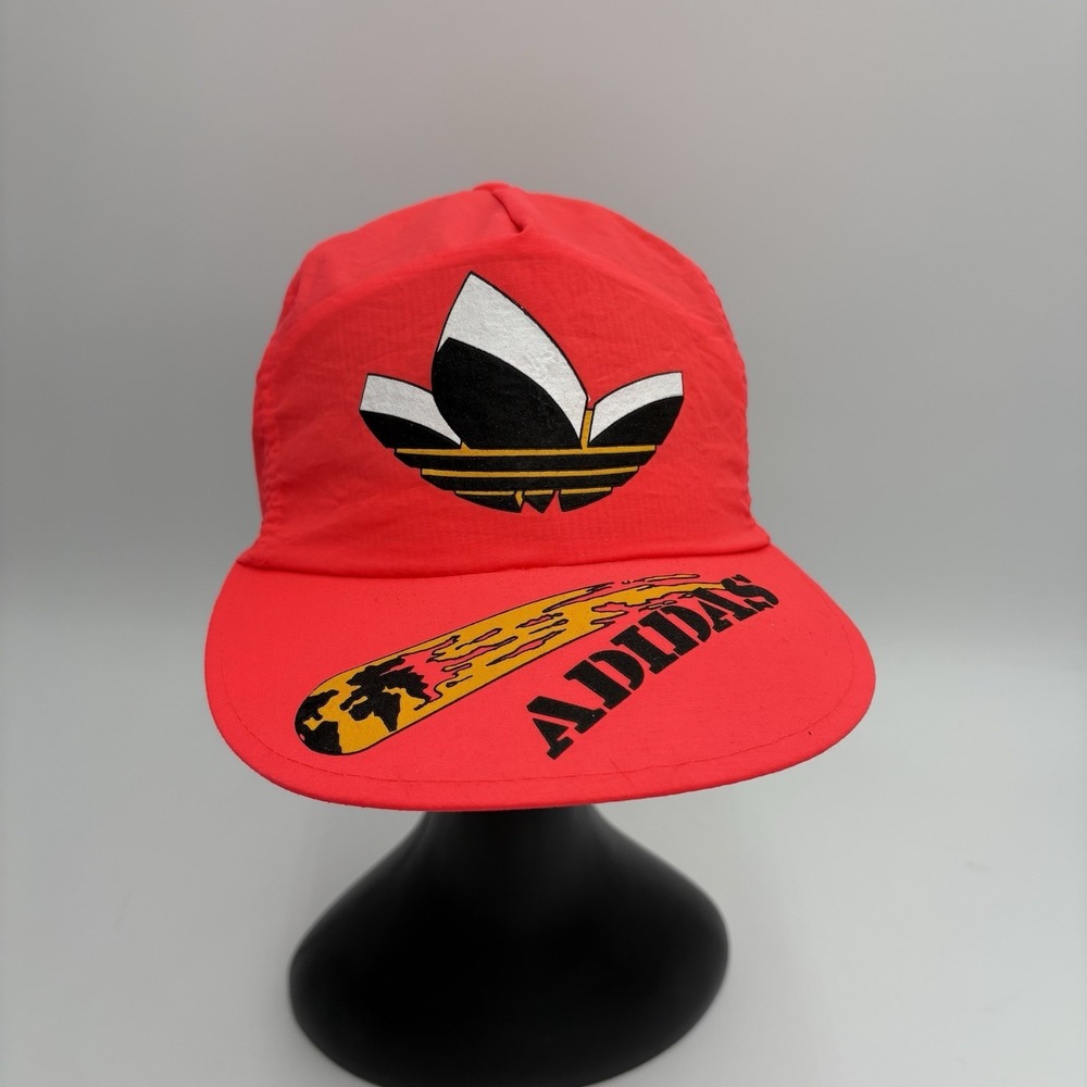Vintage Adidas 1990's/1980's Nylon Ball Cap Hat. Rad Retro Neon GUC